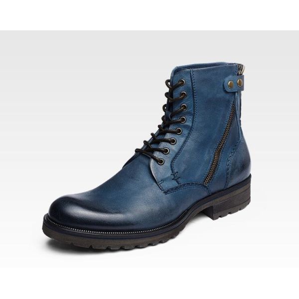 Bullock Mens Brown Leather Dress Boots , Genuine Leather Martin Cowboy Boots