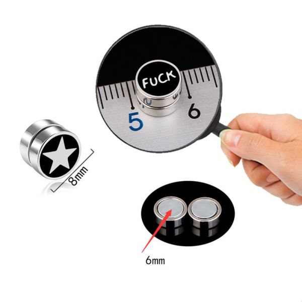 Punk Mens Strong Magnet Magnetic Health Care Ear Stud Non Piercing Earrings Fake Earrings 8x8mm