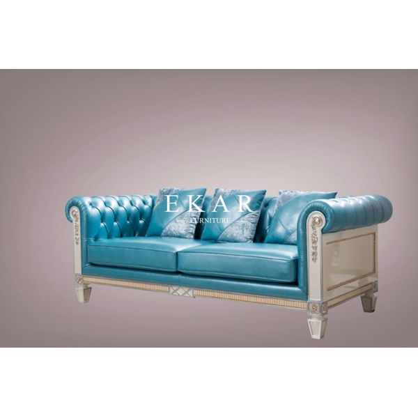 High Quality European Style Blue Fabric Sofa FLN-M-SF301