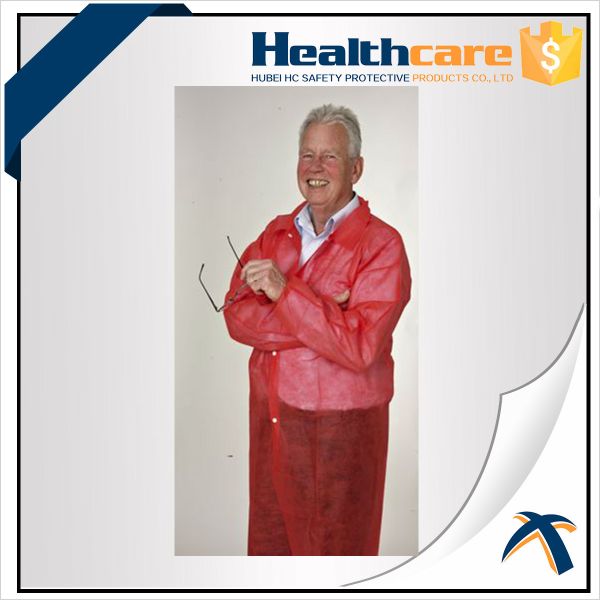 Nonwoven Disposable Lab Coats Protective Medical Clothing with Collar and Zip