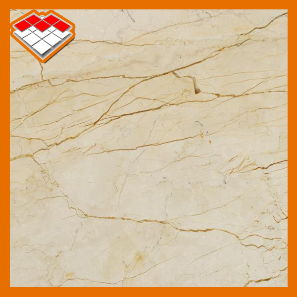 Buy Golden Veins Beige Bathroom 12mm Marble Stone Slab at wholesale prices