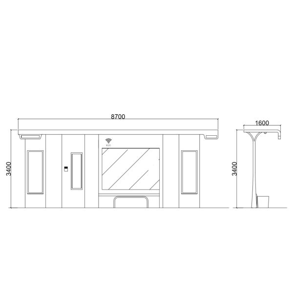Passagers Waiting L8700mm 2500nit Solar Bus Stop