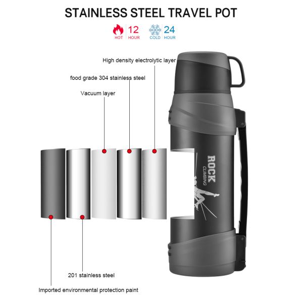 Double-Wall Vacuum Insulation Water Kettles Keeps Cold 72 And Hot 48 H