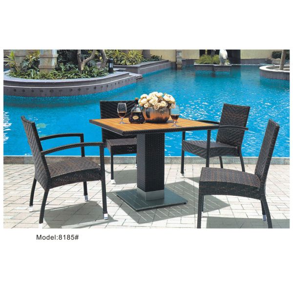 Buy SS table base with wicker dining chair set -8185 at wholesale prices