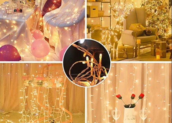 IP65 Battery Operated String Lights 11M Warm White Outdoor Clear 100 LED