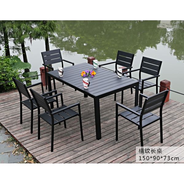 Hot Sales Aluminium PE Rattan chairs Leisure Outdoor Garden Backyard Polywood table and chair furniture