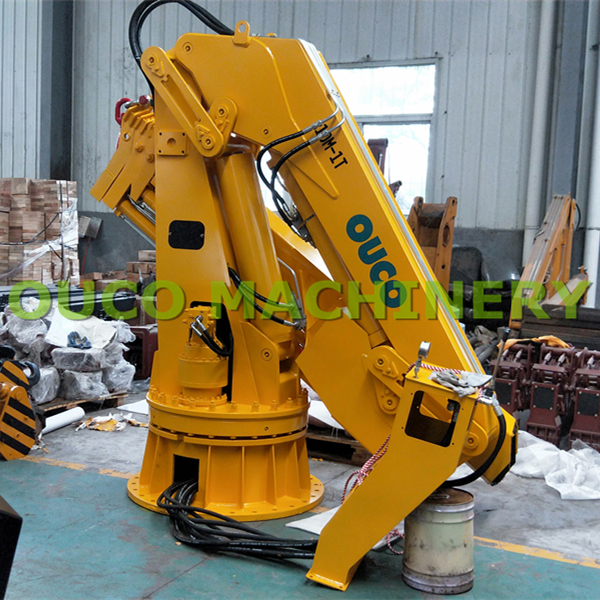 High Strength Steel 1t 10m Marine Davit Crane Knuckle And Telescopic Boom