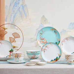 China Ready To Ship In Stock Custom Ceramic Dinnerware Set Personalized Plates Bowls / Mugs for Formal and Casual Dining on sale