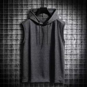 Men'S Casual Sleeveless 4 Way Spandex Hoody Vest