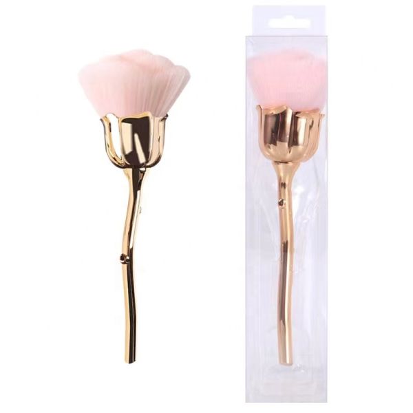 Wholesale Soft Hair Nail Art Tool Brush Beauty New Produce Cleaning Dust Rose Flower Nail Brush