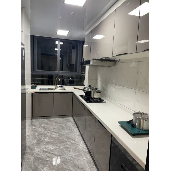 Buy Laminate Kitchen Cabinet Sets With Clear Glass Door Panel Wall Cabinets at wholesale prices