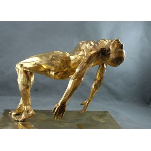 Modern Bronze Sculpture, Bronze Man Sculpture Gold Finished