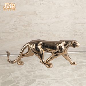 Animal Decor Resin Leopard Statue Polyresin Animal Figurines Fiberglass Gold