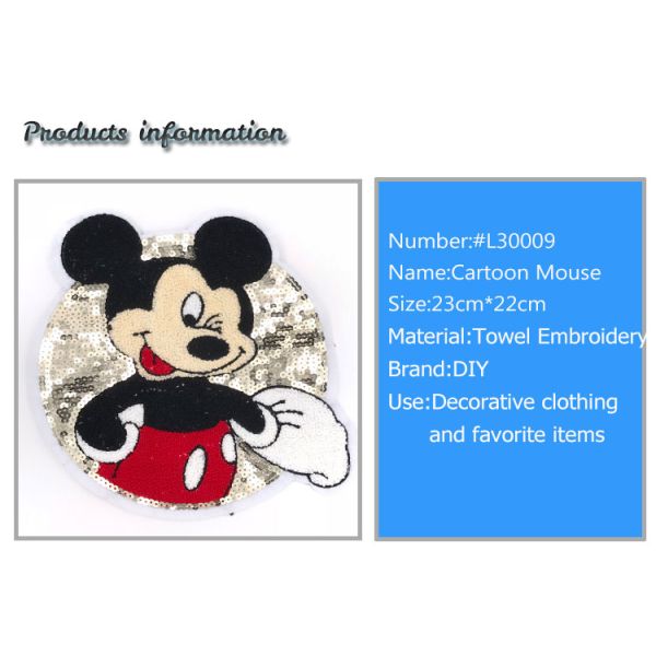 Cartoon Mouse Disney Embroidered Patches , Popular Disney Sew On Patches Custom Color