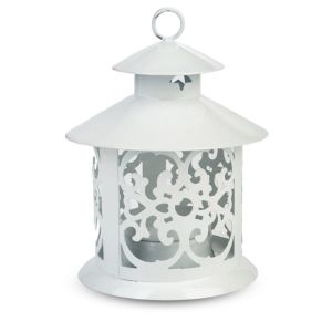 Round Hurricane Candle Lantern - White