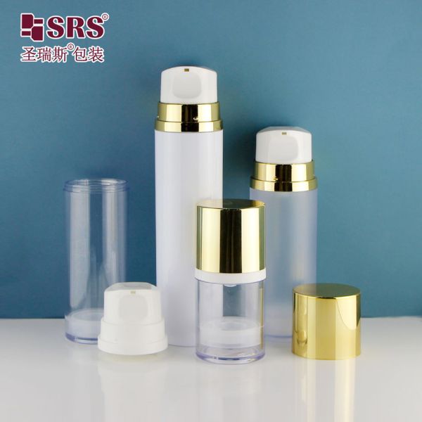 A0215 Snap On Style Plastic Round Facial Serum Bottle AS Vacuum Bottle Empty Skincare Gel Packaging Airless
