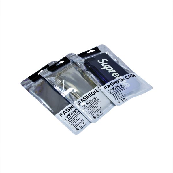 Custom Logo Silver Aluminum foil cable case packaging zipper bags for iPhone case packaging