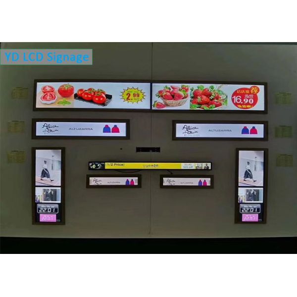 Buy LCD Shelf Edge Display Indoor Digital Signage Advertising Player 60mm Stretched Bar Screen at wholesale prices