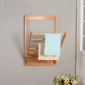 Natural Wood Solid Beech 15.5cm Depth Wall Mounted Drying Rack