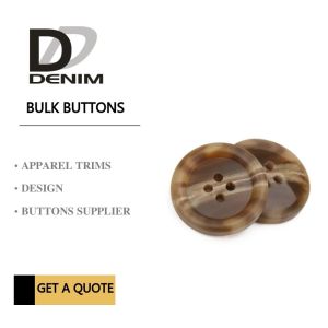 Quality Brown 4 Holes Plastic Buttons For Suits &amp; Coats Horn Effect Finish for sale