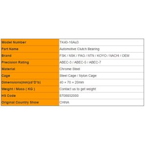NSK TK40-16Au3 Automobile Clutch Release Bearings 40mmID 70mmOD