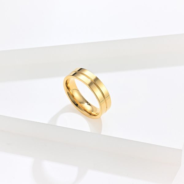 Men Women Gold Stainless Steel Ring 3A Zicron Wedding Engagement Diamond Rings