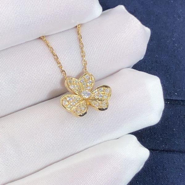 Fantastic Van Cleef & Arpels 18k Gold Frivole Pendant Mini Model Vs Natural Diamonds