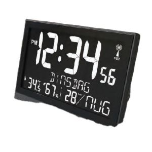 Square Digital LED Wall Clock with Indoor Temperature Humidity Readings 12/24