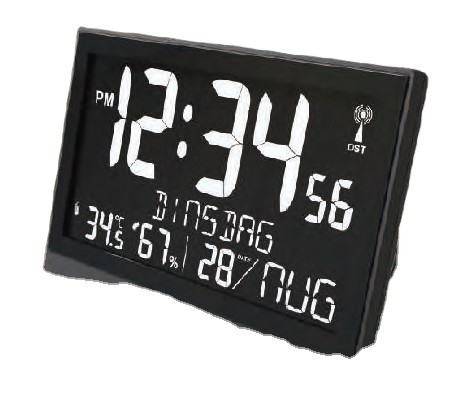 Square Digital LED Wall Clock with Indoor Temperature Humidity Readings 12/24