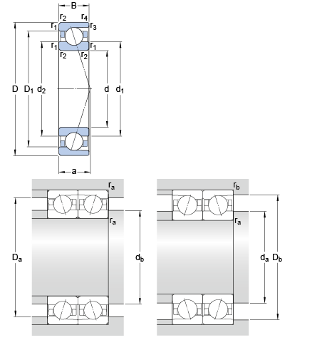 Super - Precision Angular Contact Ball Bearing , Steel Ball Bearings 71928 CD / HCP4A