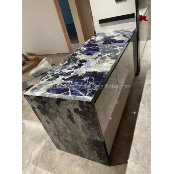 Modern Blue Stone Polished Cloisonne Marble Tile for Dining Room and Living Space