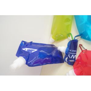 Custom Printed Collapsible Foldable Water Bags / Bottle with Carabineer