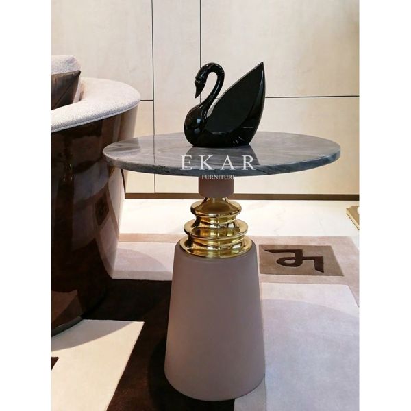 Modern Design Round End Living Room Marble Coffee Side Table W003H6C