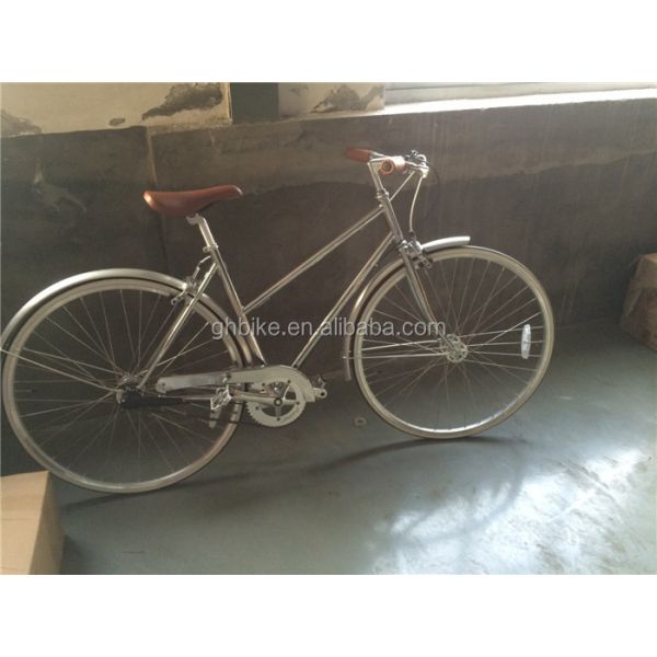 Lady Road Bike Inner 3 Speed Chrome Frame City Bicycle with Steel Fork Material 11KGS