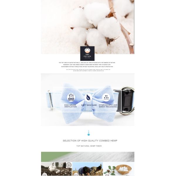 C518 Wholesale Custom Logo Luxury Hand Made New Products Pets for Dog Bamboo Hemp Bow Tie Collar Dog