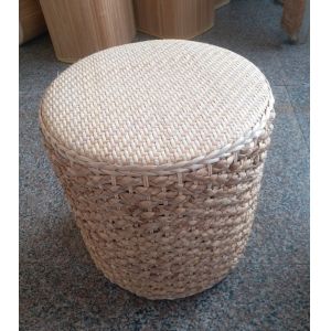Natural Straw Household Storage Stool Grass Woven Ottoman Box Eco-Friendly Hand