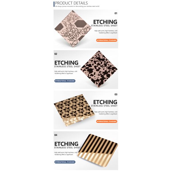 Mirror Etched Stainless Steel Sheet 0.3mm Thickness For Wall Decoration