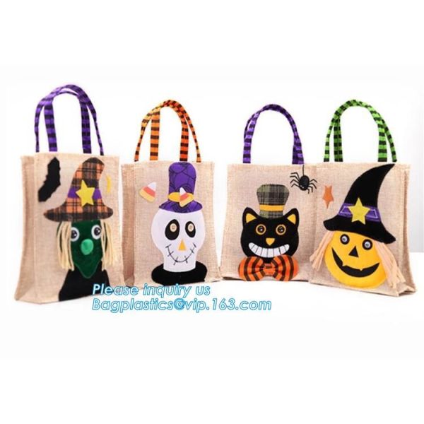 eco-friendly portable halloween linen tote jute bag with logo custom, ester,