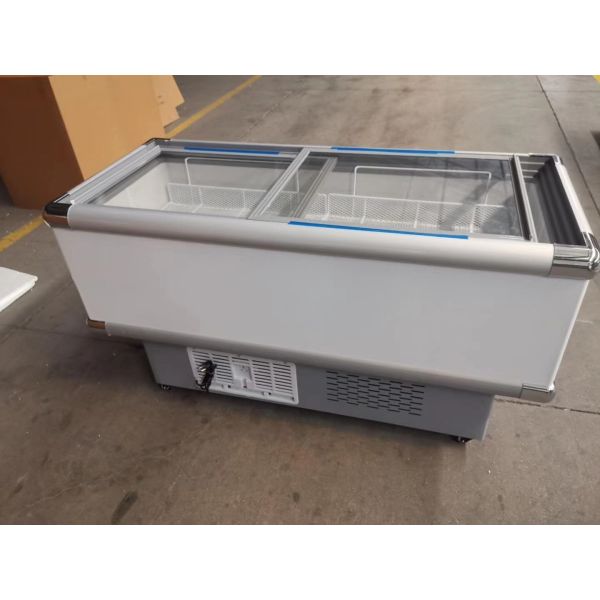 Horizontal island cabinet commercial direct cooling refrigeration and freeze display cabinet