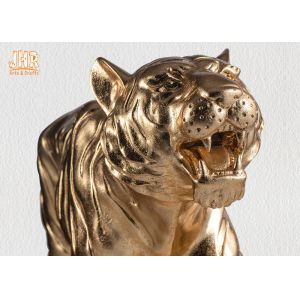 Quality Large Gold Leafed Polyresin Animal Figurines Tiger Sculpture Table Statue for sale