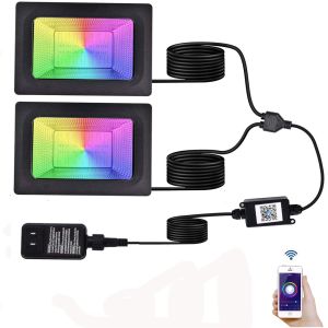 Smart Flood Lights RGBCW Backyard Security Lamp Wi-Fi Landscape Lights Stage