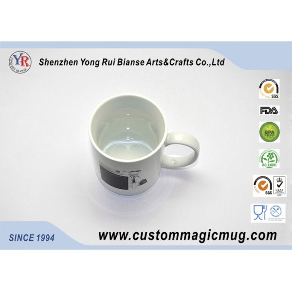 Bright Glazed White Ceramic 300 ML Coffee Mugs Heat Change