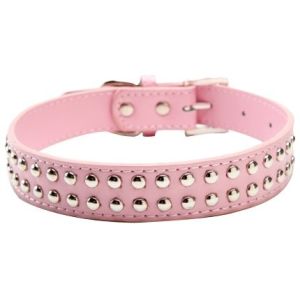 5 Adjustment Holes Soft Nylon Dog Collar Real Split Leather Studded OEM ODM