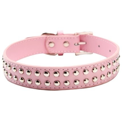 5 Adjustment Holes Soft Nylon Dog Collar Real Split Leather Studded OEM ODM