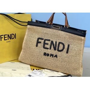 Peekaboox Apricot 41cm Hand Woven Tote Bag Lazy French Style