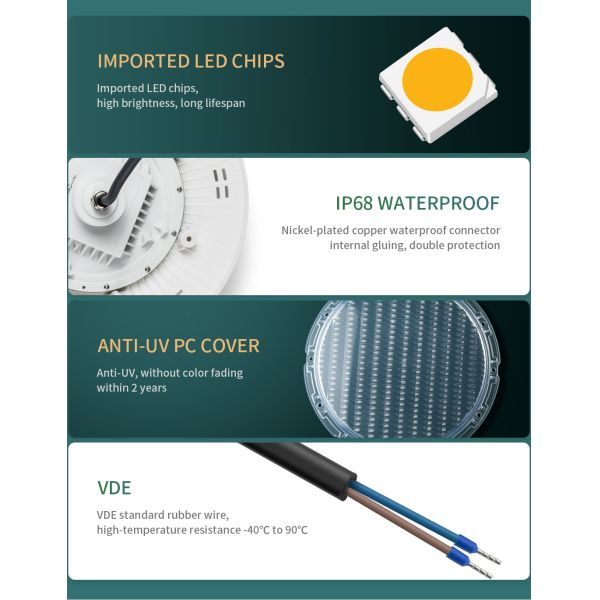 Ip68 250lm 1300ma Fiberglass Led Pool Lights Smd5050