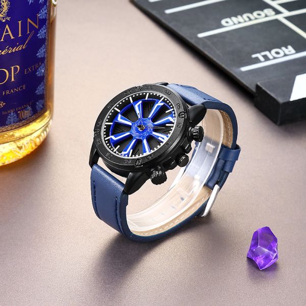 Men's Leather Strap Dial Alloy Quartz Wrist Watches