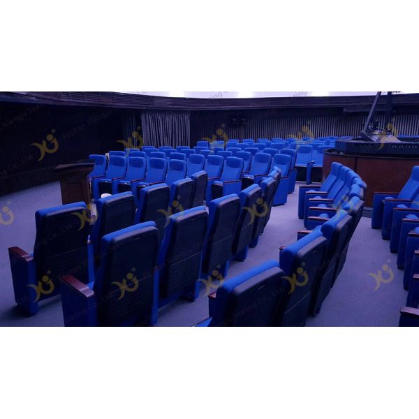 Large Angle Arc Range Theatre Seating Chairs With Rocker Pushing Back Function