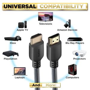 High Speed HDMI Video Audio Cable 4K 120Hz 8K 60Hz with Bare Copper Wire Core