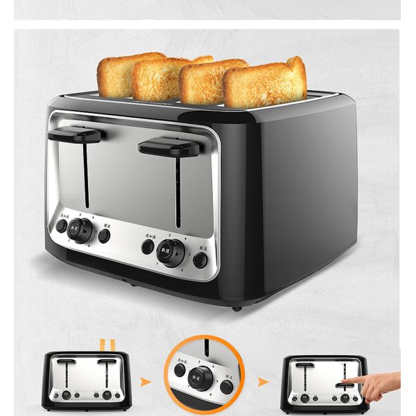 Household Automatic Baking Breakfast Machine Toast Sandwich Grill 4 Slice Pancake Stainless Steel Electric